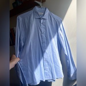 Blue Mens Dress Shirt, Medium, Emile Lafaurie